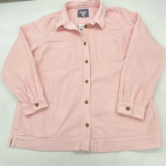 L.L. Bean Wide Corduroy Button-Up Shirt Pale Rose Size 1X Plus - Picture 1 of 10